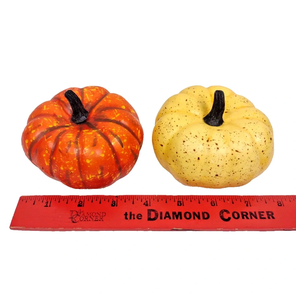Set of 2 Vintage Decorative Pumpkins Small Foam Plastic Autumn Fall Decoration